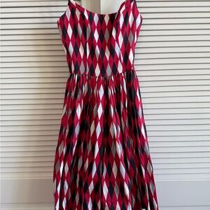 Stylish Red and Black Diamond Pattern Kids Dress